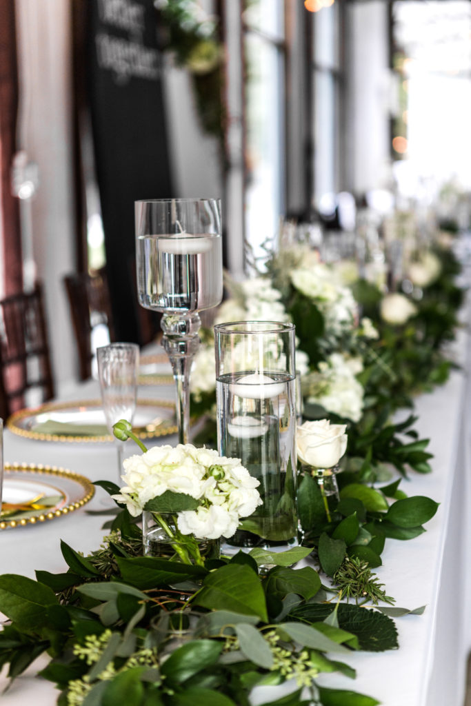 Gorgeous decoration setup with greenery and white roses at White Azalea Estate